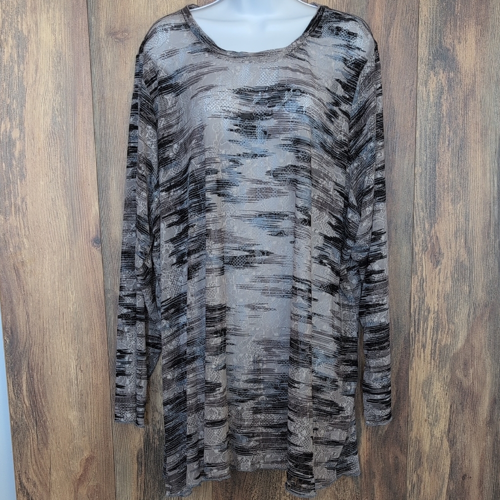 LOGO Layers Black and Gray Women's Tunic Blouse 5X                    C326. Nwt
